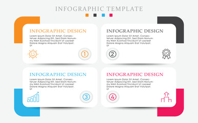 Modern infographic label design with Icons infographic template design and 4 options or steps. Can be used for process diagram, presentations, workflow layout, banner vector.