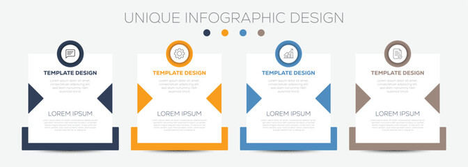 Infographic design template with place for your data. Infographic design template. Timeline concept with 4 steps. Presentation business infographic template.   Vector illustration.