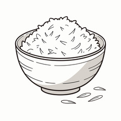 White rice food in a full bowl. Adobe Illustrator Artwork