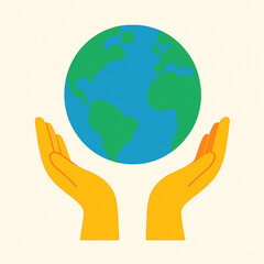 Better world care illustration showing two hands holding the Earth, symbolizing global responsibility, environmental protection, and unity across the planet.