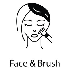 Minimal Vector Of Face And Makeup Brush