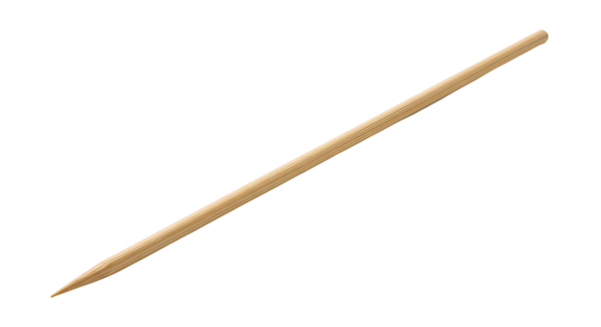 Wooden skewer stick for grilling isolated PNG with Transparent Background
