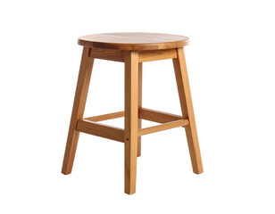 Minimalist Wood Stool Isolated on White Background