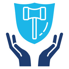 Protection Icon In Blue Monochrome Flat Design, Vector Illustration