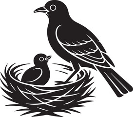 Bird on nest logo symbol vector Art, Icons, and Graphics for Designers
