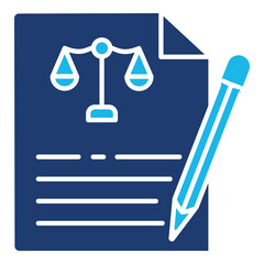 Legal Document Icon In Blue Monochrome Flat Design, Vector Illustration