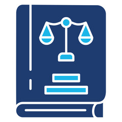 Law Book Icon In Blue Monochrome Flat Design, Vector Illustration