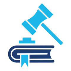 Verdict Icon In Blue Monochrome Flat Design, Vector Illustration