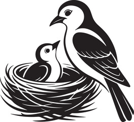 Bird on nest logo symbol vector Art, Icons, and Graphics for Designers