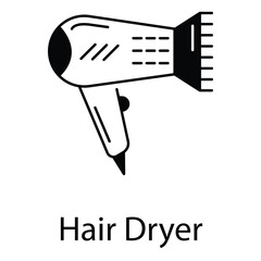 Professional Hair Dryer Vector Icon for Beauty