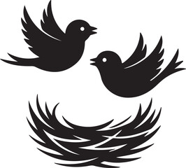 Fototapeta premium Bird on nest logo symbol vector Art, Icons, and Graphics for Designers