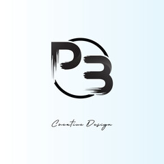 Obraz premium PB Brush Stroke Logo – Modern Artistic Symbol with Ink Texture for Creative Branding & Visual Identity Design