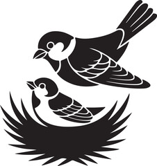 Bird on nest logo symbol vector Art, Icons, and Graphics for Designers