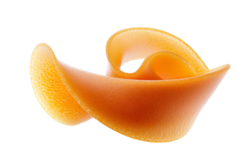 Abstract organic shape with swirling orange and yellow textures isolated on transparent background