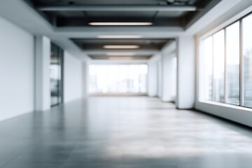 Obraz premium Empty office hallway, blurred perspective