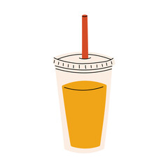 Orange juice in disposable cup