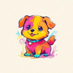 Vibrant Puppy: A Colorful Canine Cartoon
