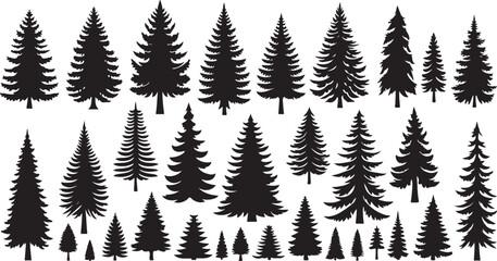 Fototapeta premium Seamless pattern of fir trees in a winter forest landscape with snow and pine trees