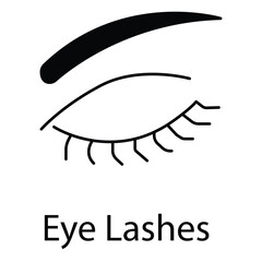 Flat Line Eye Lashes Vector Icon Illustration