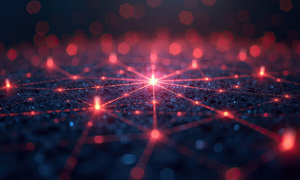 Digital Network with Glowing Connections
