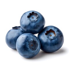 A small pile of ripe plump blueberries isolated on a clean white background isolated on white background