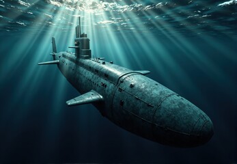 Underwater Rendering of a Military Submarine