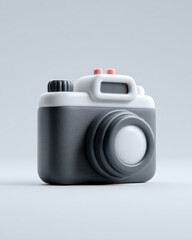 Simplified camera icon featuring rounded lens, designed with modern aesthetic and soft colors, evokes playful and creative vibe