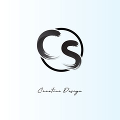 CS Brush Stroke Logo &ndash; Modern Artistic Symbol with Ink Texture for Creative Branding & Visual Identity Design