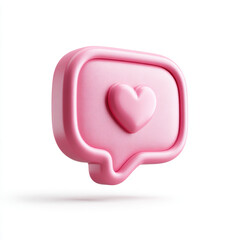 Pink speech bubble with heart symbol, representing love and communication, adds playful touch to any design