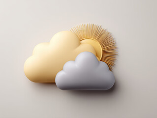 Soft pastel clouds with sunburst design create serene and calming atmosphere, perfect for conveying warmth and tranquility