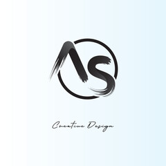 Obraz premium AS Brush Stroke Logo – Modern Artistic Symbol with Ink Texture for Creative Branding & Visual Identity Design