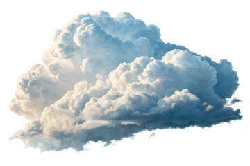 Fluffy cumulus cloud isolated on transparent background, a symbol of tranquility, purity, and heavenly dreams in the bright sunlight