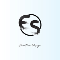 ES Brush Stroke Logo &ndash; Modern Artistic Symbol with Ink Texture for Creative Branding & Visual Identity Design