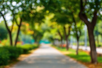 Blurred park path with trees
