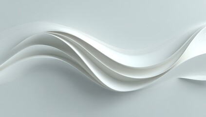 Abstract, flowing white curves on light gray background