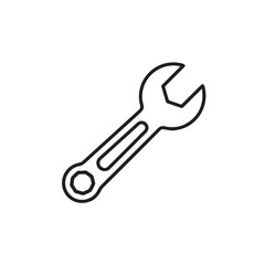 Simple line drawing of a wrench, tool for repair and maintenance.