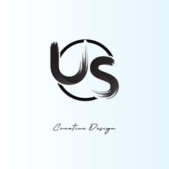 Obraz premium US Brush Stroke Logo – Modern Artistic Symbol with Ink Texture for Creative Branding & Visual Identity Design