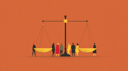 Equal Pay Awareness Minimalist Illustration with Scale Symbol