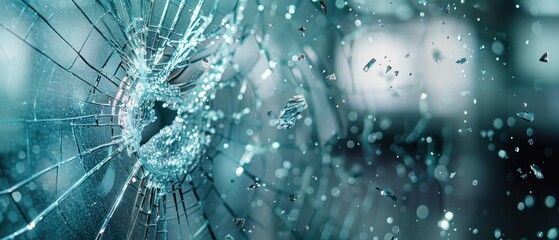 Shattered Computer Screen Breaking with Central Impact in Office Setting