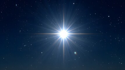 Bright Celestial Star Shining in a Dark Night Sky with Twinkling Distant Stars