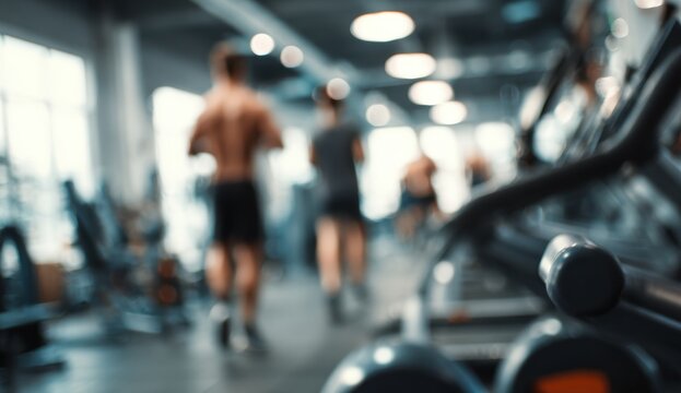 Gym interior, blurred figures (2)
