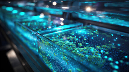 Naklejka premium Vivid Close-Up of Photorealistic Phytoplankton Cultures