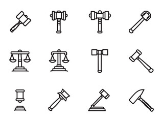 Fototapeta premium Court Gavel Simple Line Illustration