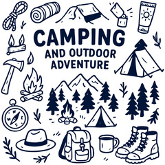 camping icons set