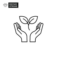 Obraz premium hand holding eco icon