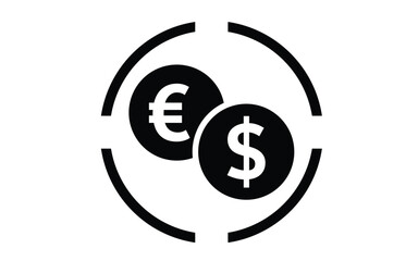 Euro and Dollar Currency Conversion Symbol Illustration