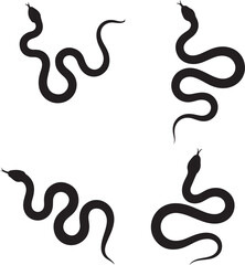 Silhouette image showing several snakes in various positions