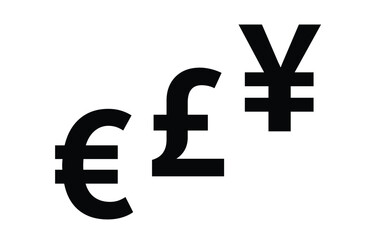 Obraz premium Major currencies symbols in black and white