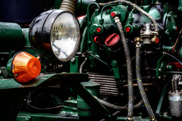 Detail of a historic tractor old-timer motor