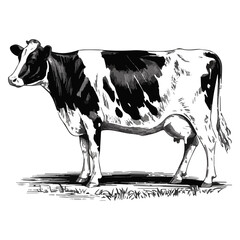 Vector illustration of a cow vintage style engraving